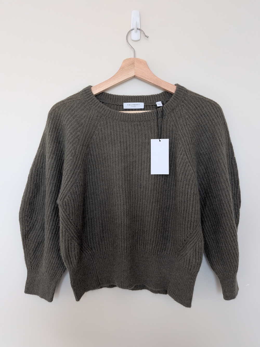 Equipment Olive Green Ribbed Crewneck Sweater